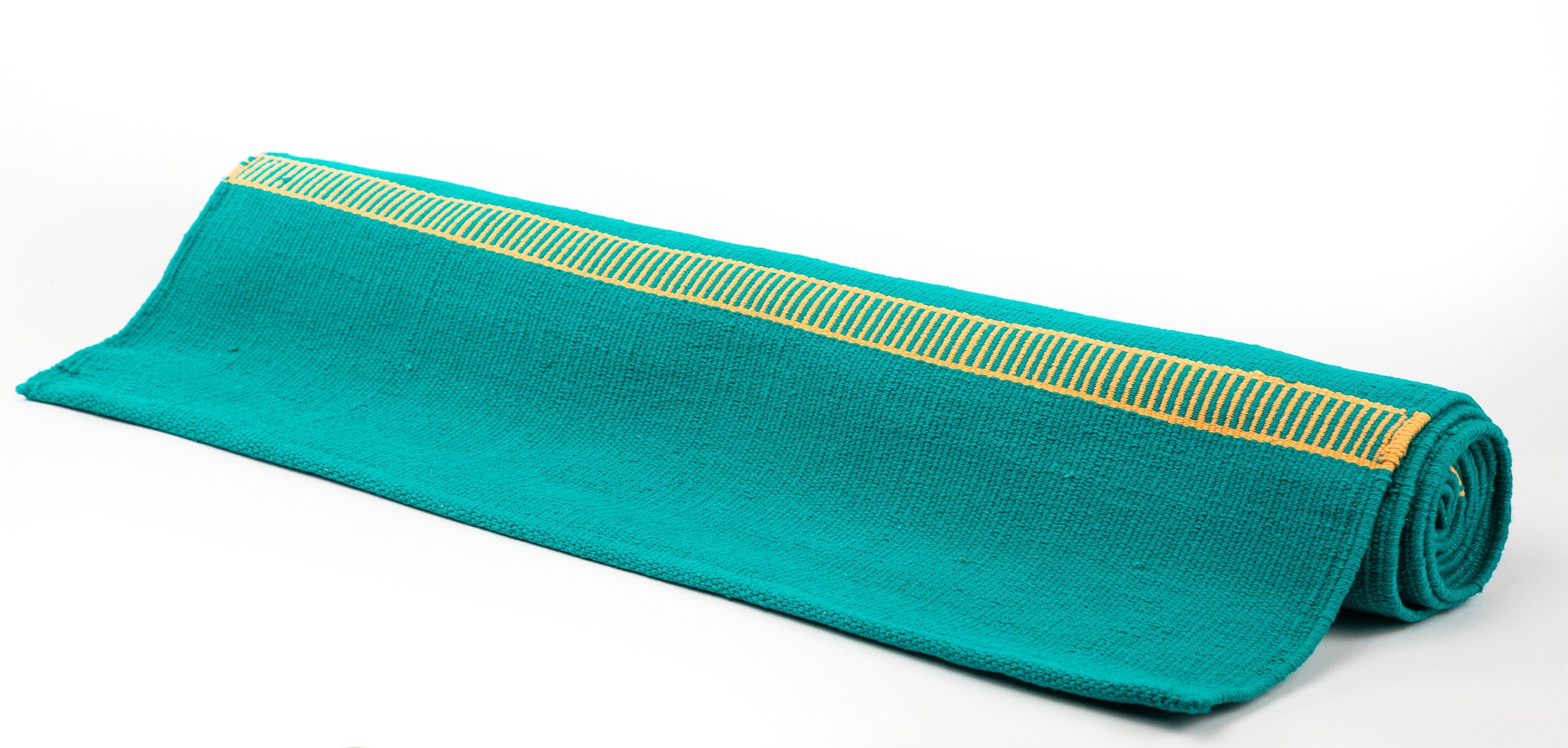Organic Yoga Rug: Teal with Border