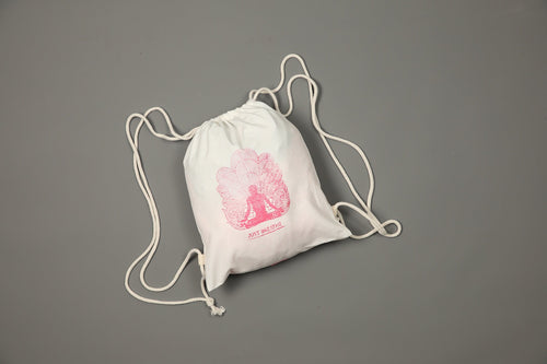 'Just Breathe' drawstring cotton backpack